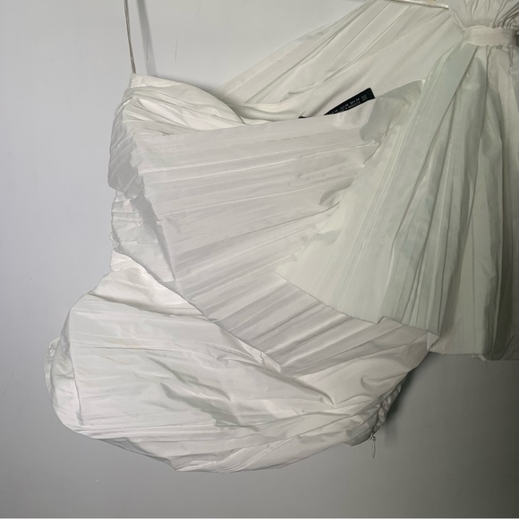 ZARA WOMAN NWT WHITE ASYMMETRIC BOW PLEATED TOP REF 3656/163 blogger’s favorite - Picture 5 of 10